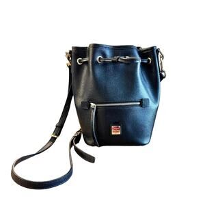 Dooney & Bourke | Black Saffiano Small Drawstring Bucket Shoulder Bag
